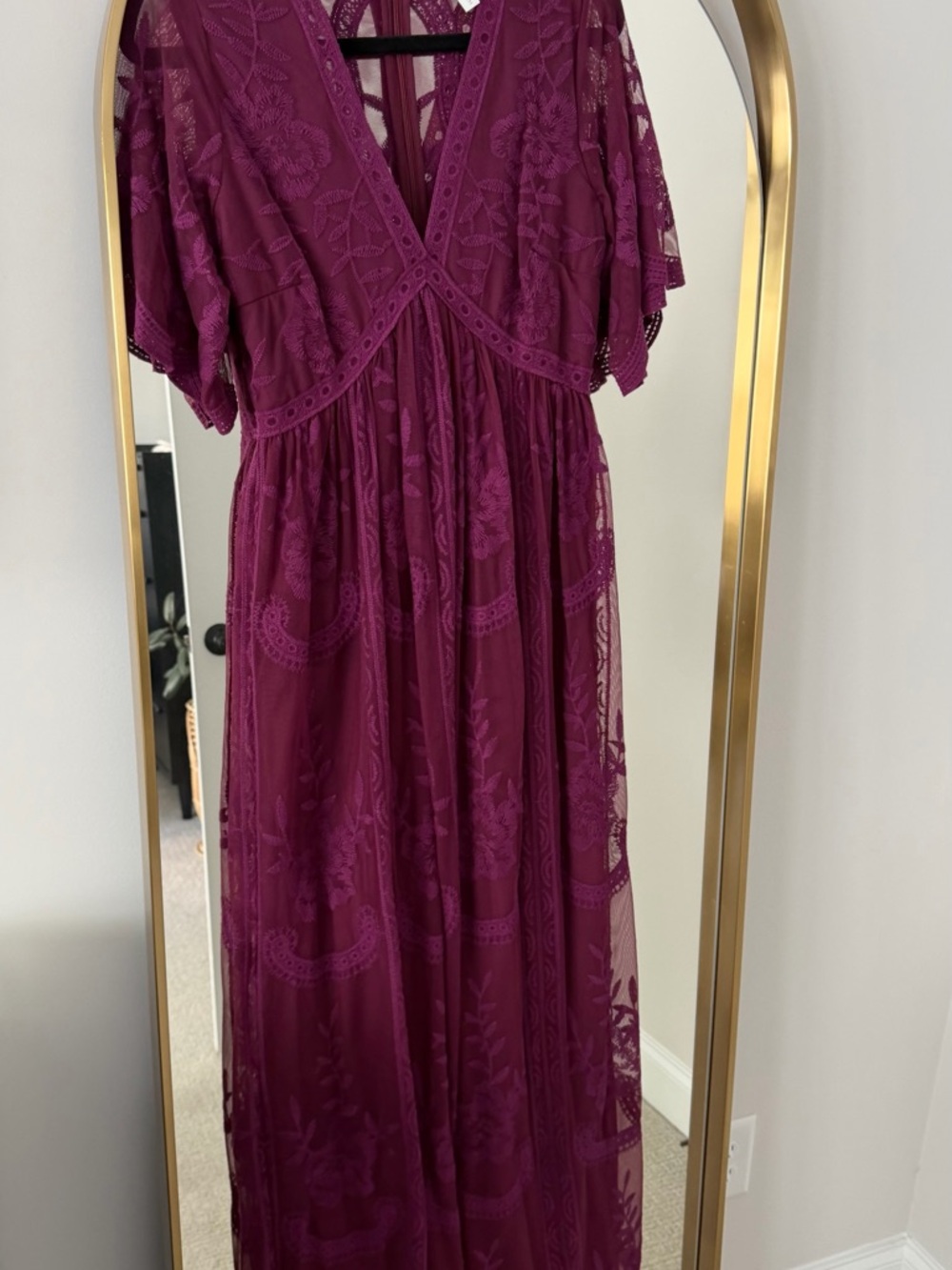 Burgundy Lace Maxi Maternity Dress